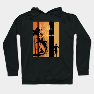 Malibu California palm tree surfer design Hoodie